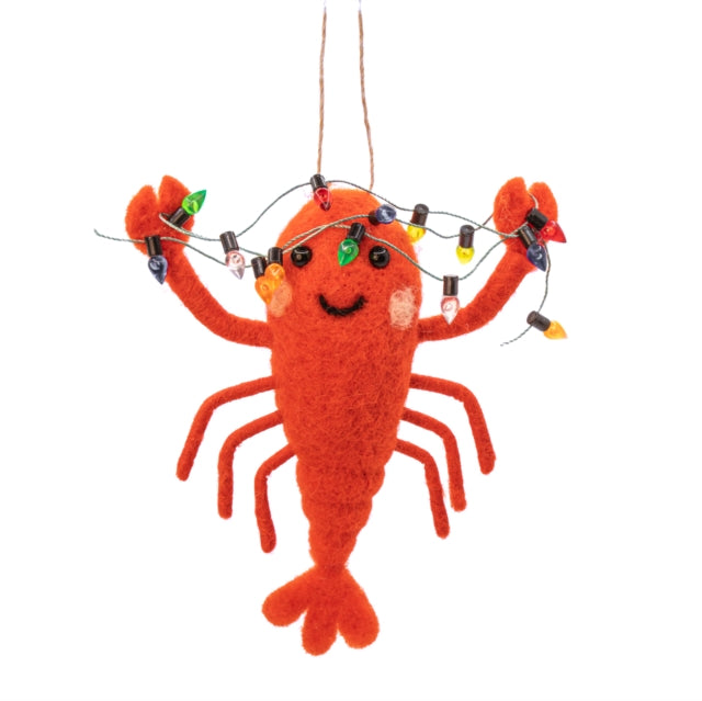 Lobster with Fairy Lights Felt Decoration