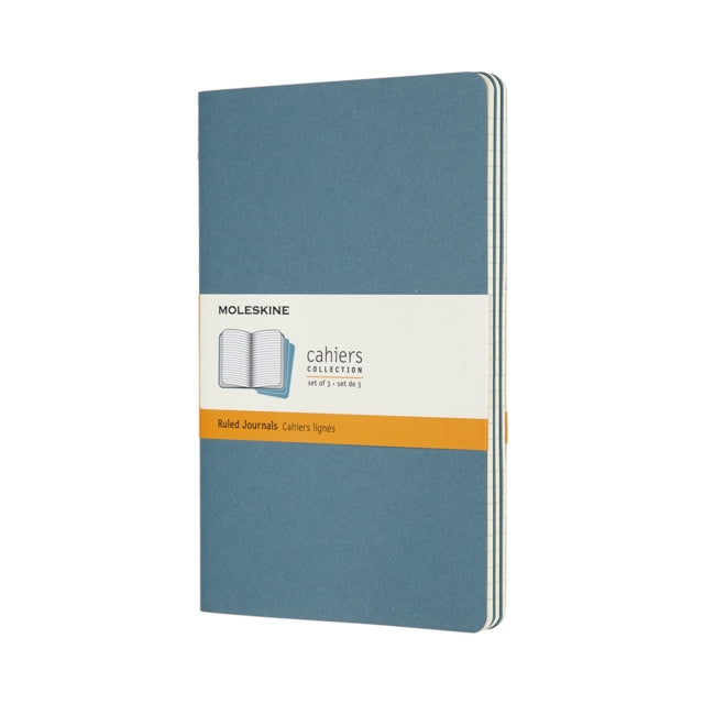 Set Of 3 Moleskine Large Ruled Cahier Journals: Brisk Blue - 8058647629599