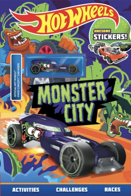 Hot Wheels™: Monster City Sticker Activity Book (Toy Car Included)