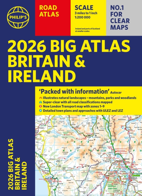 2026 Philip's Big Road Atlas of Britain & Ireland : (A3 Paperback) - 9781849077149
