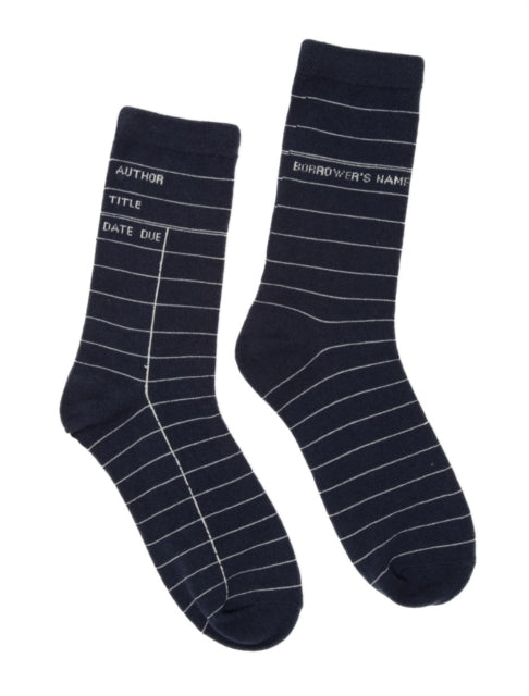 Library Card Navy Socks102504Lrg