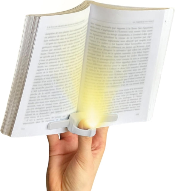 3-in-1 One-Handed Book Light, Page Holder & Bookmark - White