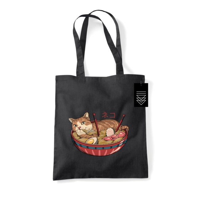 Vincent Trinidad (Neko Ramen Bowl) Black Tote Bag - 5050293868301