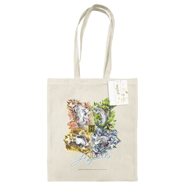 Harry Potter (Hogwarts Crests ) Natural Tote Bag - 5063457006792
