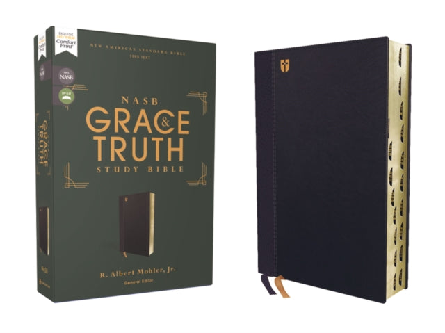 NASB, The Grace and Truth Study Bible (Trustworthy and Practical Insights), Leathersoft, Navy, Red Letter, 1995 Text, Thumb Indexed, Comfort Print - 9780310447696