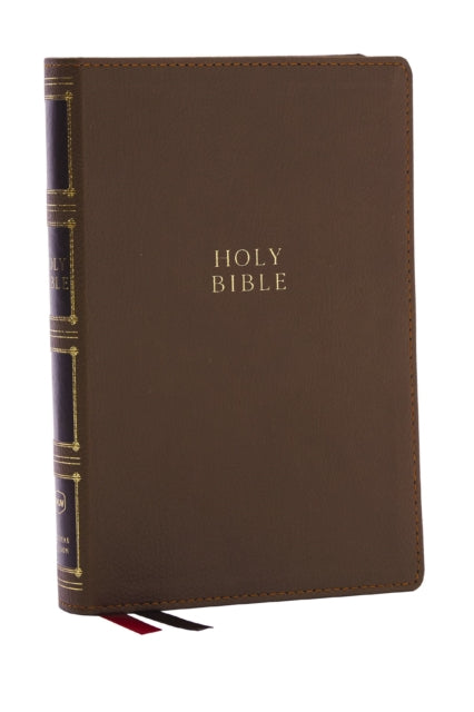 NKJV, Compact Center-Column Reference Bible, Brown Leathersoft, Red Letter, Comfort Print (Thumb Indexed) - 9781400333042