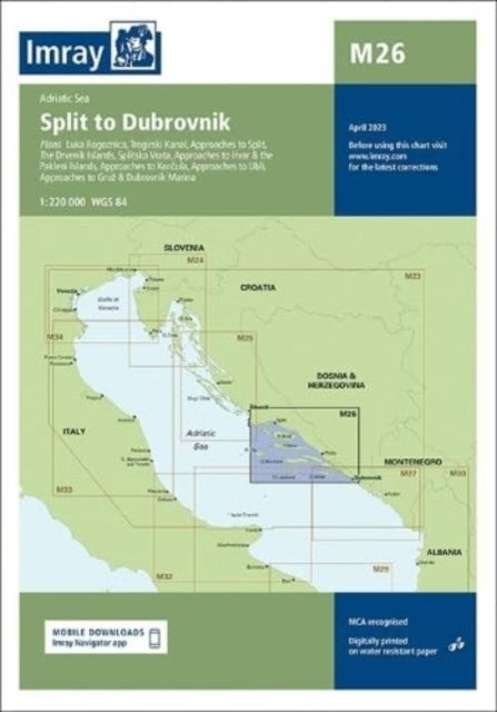 Imray Chart M26 : Split to Dubrovnik : 26 - 9781786794949