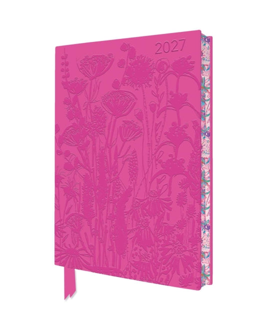 Lucy Innes Williams: Pink Garden House 2027 Artisan Art Vegan Leather Diary Planner - Page to View with Notes