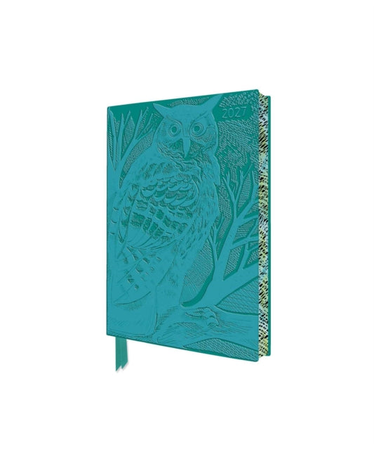 Angela Harding: Long Eared Owl 2027 Pocket Artisan Art Vegan Leather Diary â€“ Week to View